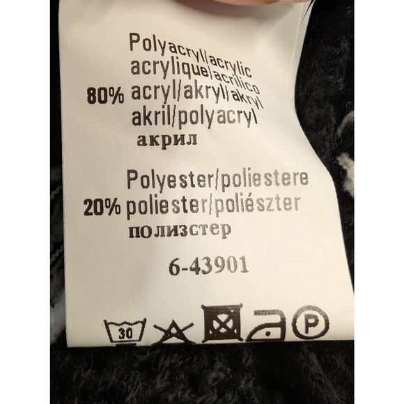 Venus Black White Hooded Knit Cardigan Sweater Coat Zip Front Size Small - Picture 10 of 10